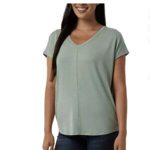 32 Degrees Cool Women's Soft Luxe Short Sleeve V-Neck Top Green